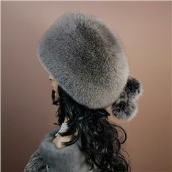 Меховая шапка "Берет" мех песец, цвет коричневый сноутоп.