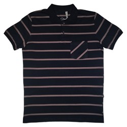 Рубашка-поло с карманом (Fayz-M), полоса, черно-бежевый
