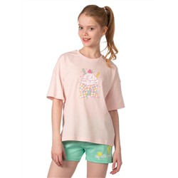 Комплект детский (футболка/шорты) Розовый/зелёный