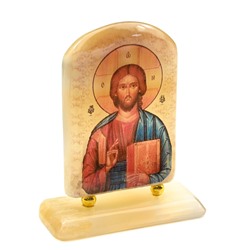 Икона из селенита "Иисус Господь Вседержитель" на подставке, 60*27*75мм,