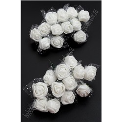 Головки цветков "Розочка" на веточке с сеточкой, 144 шт (SF-043), белый №1