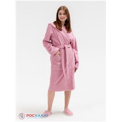 Подростковый махровый халат с капюшоном пудрово-розовый МЗ-18 (102)
