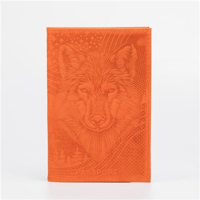 Обложка для паспорта, цвет рыжий, «Волк»
