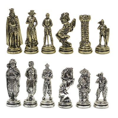 Шахматы с металлическими фигурами "Средневековье" 275*275мм.