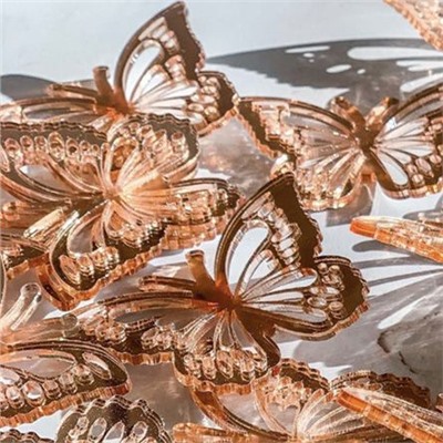 Бабочки из акрила для декора, розовое золото, 10 шт