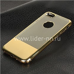 Задняя панель для  iPhone7/8 Пластик/вырез под логотип В ПОЛОСКУ (золото)