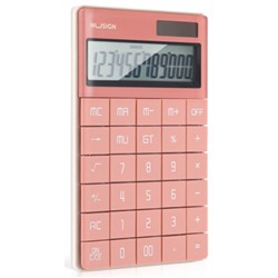 Калькулятор 12 разрядов Nusign ENS041pink 165х14х103 мм розовый (1617348) Deli