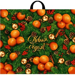 Пакет новогодний ПВД с петлевой ручкой "Оранжевое настроение"
