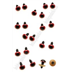 Фурнитура "Глазки для игрушек" 12 мм, с заглушками (20 шт) SF-2140, красный