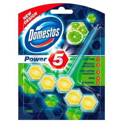 .DOMESTOS Блок д/очищения унитаза Power Свежесть лайма 55г