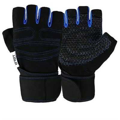 Перчатки без пальцев тактические "IFRIT FOBOS" (цвет черный/синий) РУК-603
