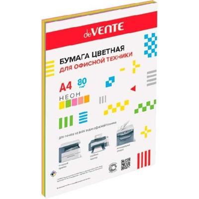 Бумага д/ксерокса цветная А4 50л  deVENTE 5цв. неон 75г/м2  2072243