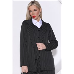 Пиджак чёрный в полоску с карманами