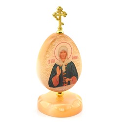 Яйцо из селенита на подставке с крестом "Ксения Петербургская" 47*47*105мм