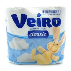 Туалетная бумага  VEIRO 2 слоя  4шт. Классик (белая)