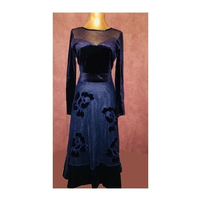 Платье длинное из бархата, темно-синий, размер