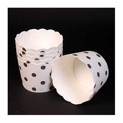 Бумажные стаканчики для кексов Белые в горох 50*45 мм, 50 шт