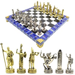 Шахматы подарочные с лазуритом "Битва титанов" 335*335*100мм