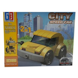 Конструктор City 2в1 (робот,спорт.машина) 51дет. 14*11см /коробка 123-227