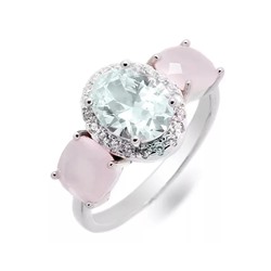 Кольцо из серебра розовый кварц, МЦВА87