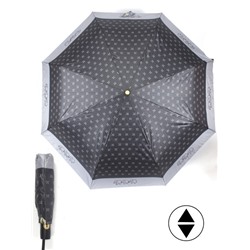 Зонт женский ТриСлона-L 3808,  R=58см,  суперавт;  8спиц,  3слож,  набивной "Эпонж",  черный 244394