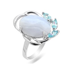 Кольцо из серебра агат голубой, СПН4047