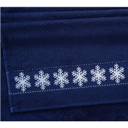 Полотенце махровое Снежинки синий, 50*80