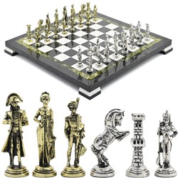 Шахматы подарочные с металлическими фигурами "Наполеон", 400*400мм