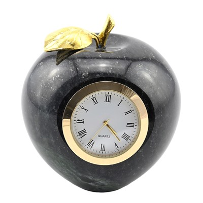 Часы яблоко из змеевика, 90*90*100мм