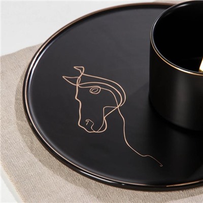 Чайная пара керамическая с ложкой «Силуэт», 2 предмета: кружка 260 мл, тарелка d=19,6 см, рисунок МИКС