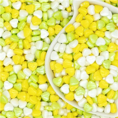 Посыпка кондитерская «Сердечки маленькие СМЕСЬ» (бело-желто-зеленые) 1 кг