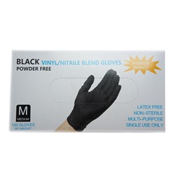 Перчатки  Винил-нитриловые  неопудренные  M (мин.50пар) Черные
