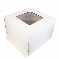 Коробка для торта 30*30*19 см с квадрат.окном (самолет), NEW