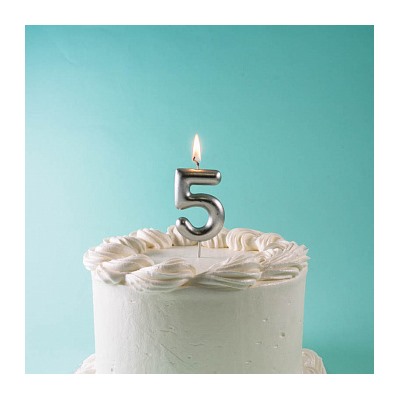 Свеча для торта "Цифра 1", серебряная 6 см