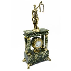 Часы каминные из нефрита "Фемида" 190*90*400мм, в подарочном чемодане.