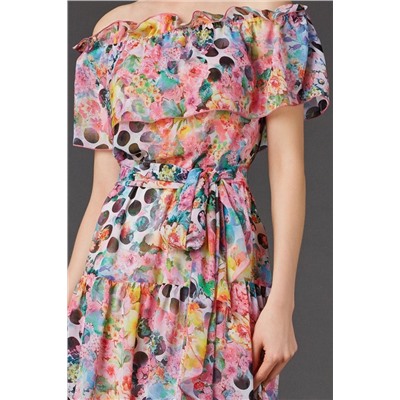 Милое платье из шифоновой ткани с цветочным принтом Грация