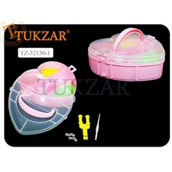 Цветные резиночки для плетения 800 резинок + крючки,S-клипсы,рогатки, в пласт. контейнере "СЕРДЦЕ" розовый TZ-32134-1 Tukzar
