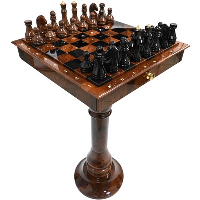 Стол шахматный из обсидиана 440*440*900мм.