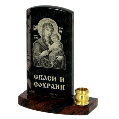 Икона из обсидиана на подставке "Богородица" 1 свеча 50*27*65мм
