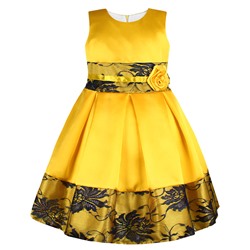 Нарядное жёлтое платье с гипюром 8332-ДН19