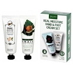 Набор крем для рук и ног Jigott Real moisture hang & foot cream set с экстрактом слизи улитки 100мл + 100мл