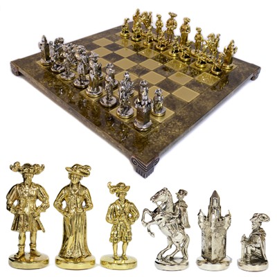 Шахматный набор Рыцари Средневековья золото-серебро 475*475*80мм