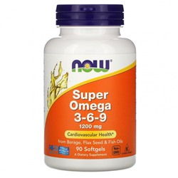 NOW Foods, комплекс «Супер Омега 3-6-9», 1200 мг, 90 капсул