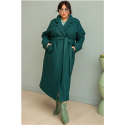 Зелёное драповое пальто