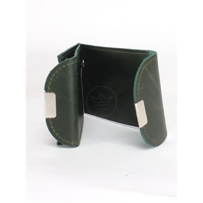 Зажим для купюр Croco-зк-300 (карм на мелочи,  2 кнопки)  натуральная кожа зеленый тем пулл-ап (205)  246653