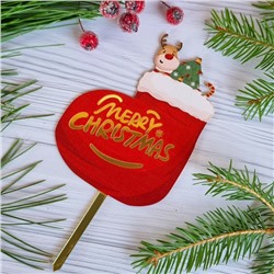 Топпер «Merry Christmas» рождественский сапожок, красный