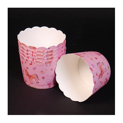 Бумажные стаканчики для кексов Розовые с единорогом 60*56 мм, 50 шт