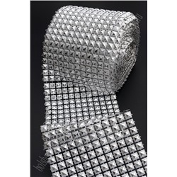 Тесьма декоративная "Квадрат" 10 см*10 ярд (SF-85) серебро