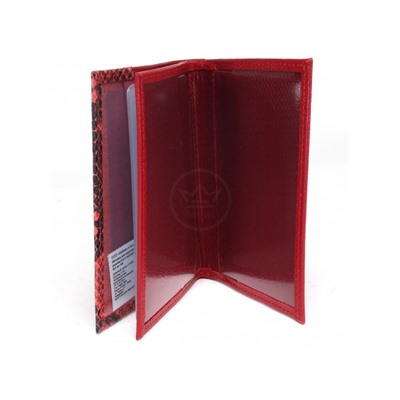 Обложка для авто+паспорт-Croco-ВП-105 натуральная кожа красный питон/красный флотер (11/001/113)  236242
