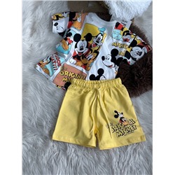 Комплект ZARA Футболка Микки +шорты (желтые)